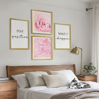 Set de cuadros modernos para salón Flores rosas minimalistas
