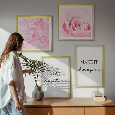 Set de cuadros modernos para salón Flores rosas minimalistas