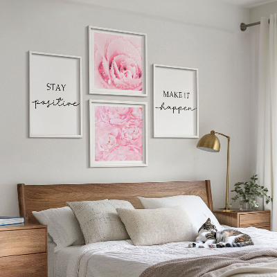 Set de cuadros modernos para salón Flores rosas minimalistas