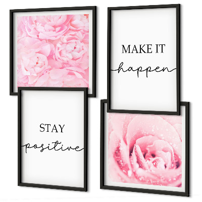 Set de cuadros modernos para salón Flores rosas minimalistas