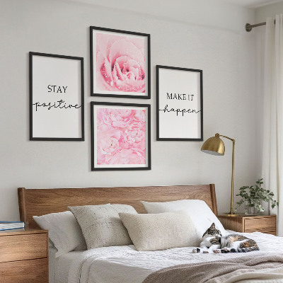 Set de cuadros modernos para salón Flores rosas minimalistas