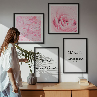 Set de cuadros modernos para salón Flores rosas minimalistas