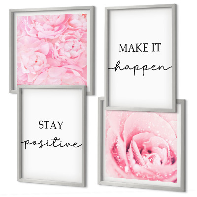 Set de cuadros modernos para salón Flores rosas minimalistas