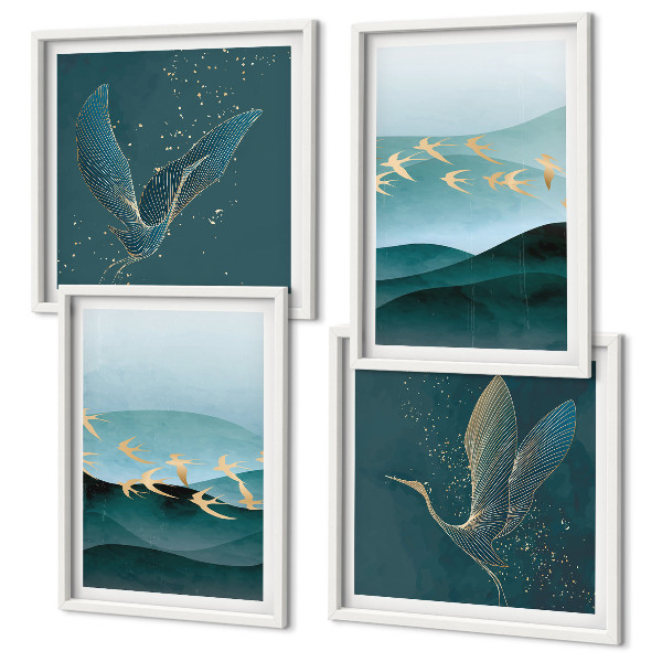 Galería de pared Paisajes abstractos de olas de pájaros