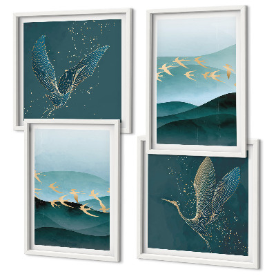 Galería de pared Paisajes abstractos de olas de pájaros