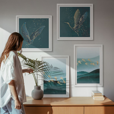 Galería de pared Paisajes abstractos de olas de pájaros