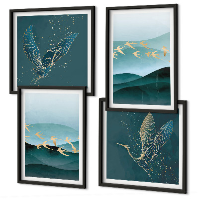 Galería de pared Paisajes abstractos de olas de pájaros