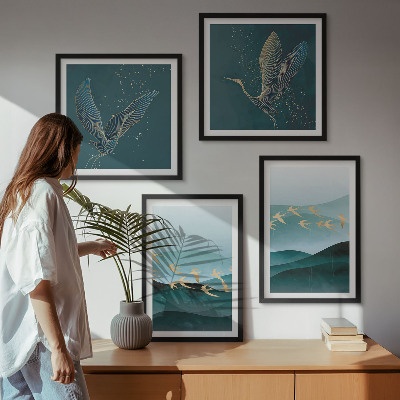 Galería de pared Paisajes abstractos de olas de pájaros