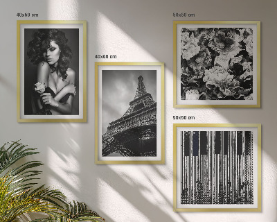 Set de cuadros modernos para salón Retrato de una mujer con una rosa Eiffel