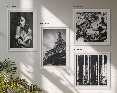 Set de cuadros modernos para salón Retrato de una mujer con una rosa Eiffel