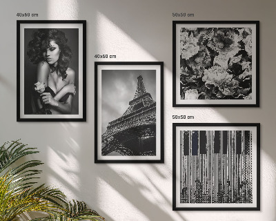 Set de cuadros modernos para salón Retrato de una mujer con una rosa Eiffel