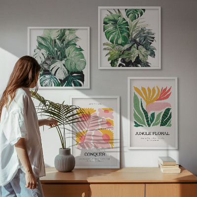 Galería de pared Carteles modernos de flores y hojas