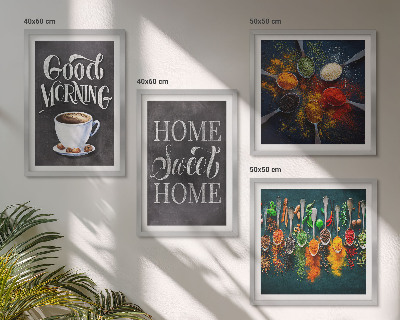 Set de cuadros modernos para salón Especias, café, taza, hierbas