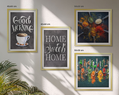 Set de cuadros modernos para salón Especias, café, taza, hierbas