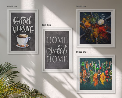 Set de cuadros modernos para salón Especias, café, taza, hierbas