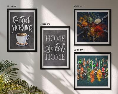 Set de cuadros modernos para salón Especias, café, taza, hierbas