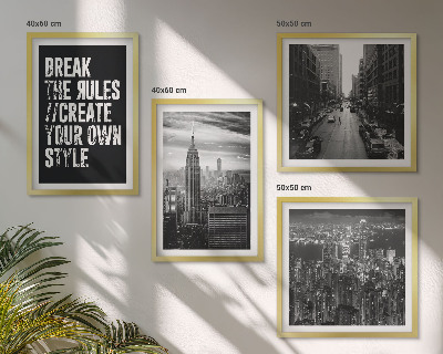 Set de 4 cuadros para salón Calles de la ciudad, inspiración en blanco y negro