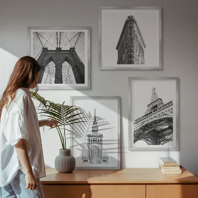 Galería de pared Arquitectura minimalista en blanco y negro