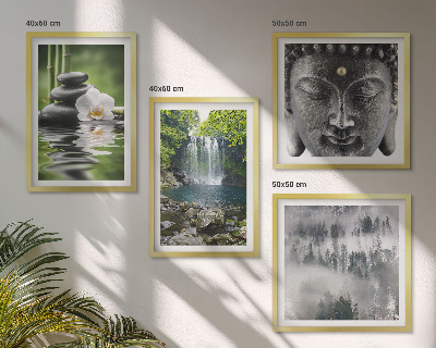 Set de cuadros modernos para salón Armonía de la naturaleza, piedras, agua, Buda