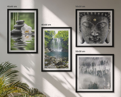 Set de cuadros modernos para salón Armonía de la naturaleza, piedras, agua, Buda