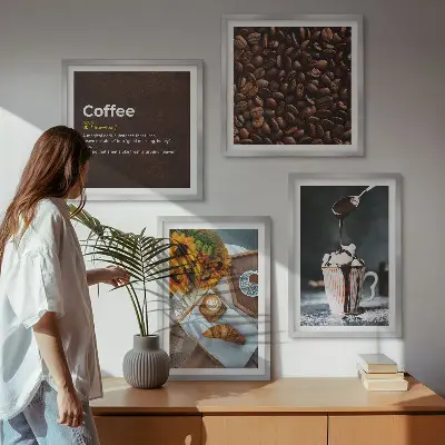 Granos de café italianos para el desayuno galería de pared