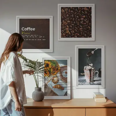 Granos de café italianos para el desayuno galería de pared