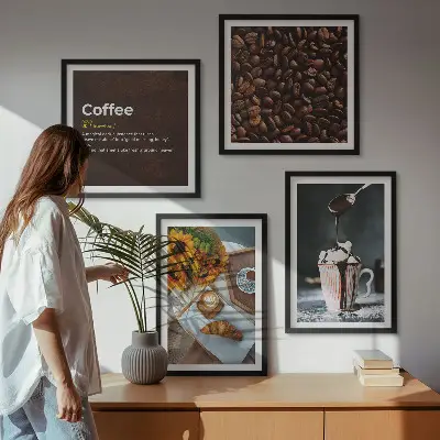 Granos de café italianos para el desayuno galería de pared
