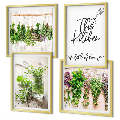 Set de cuadros modernos para salón Tema de cocina: hierbas secas