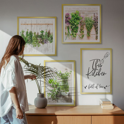 Set de cuadros modernos para salón Tema de cocina: hierbas secas