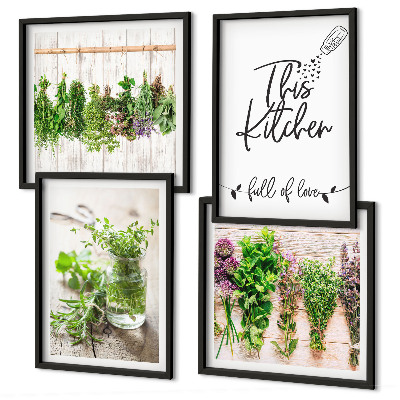 Set de cuadros modernos para salón Tema de cocina: hierbas secas