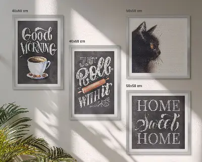 Set de 4 cuadros decorativos con motivos de cocina y gatos