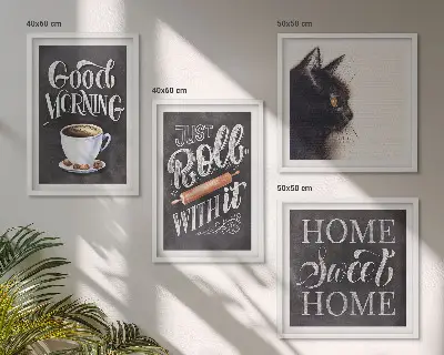 Set de 4 cuadros decorativos con motivos de cocina y gatos