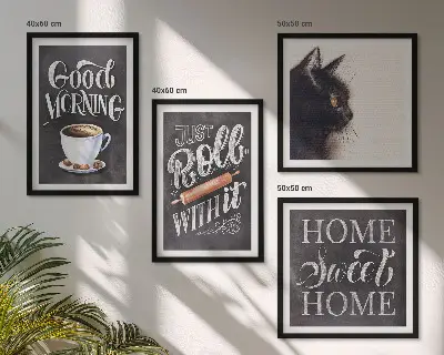 Set de 4 cuadros decorativos con motivos de cocina y gatos