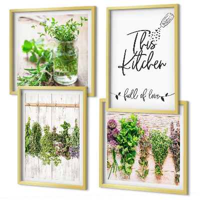 Galería de pared Plantas de hierbas para secar en la cocina