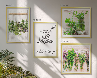 Galería de pared Plantas de hierbas para secar en la cocina