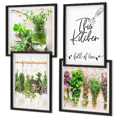 Galería de pared Plantas de hierbas para secar en la cocina