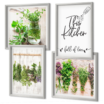 Galería de pared Plantas de hierbas para secar en la cocina