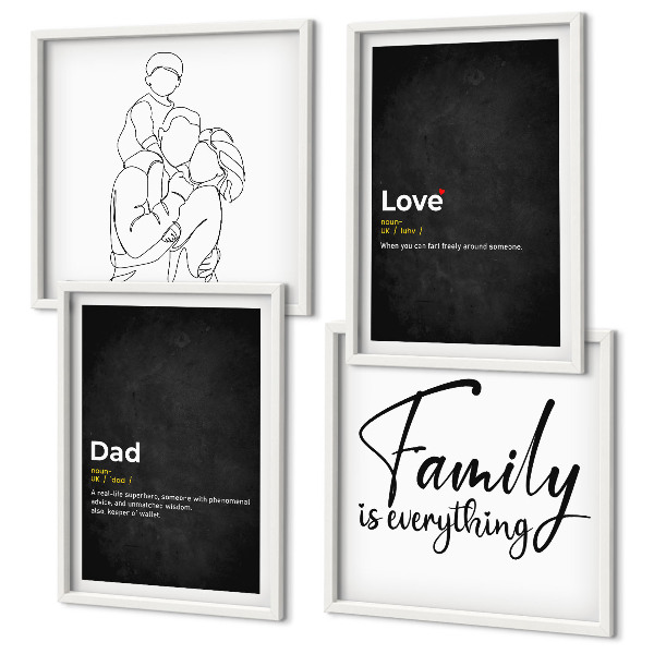 Set de cuadros modernos para salón Definiciones de amor en el arte de líneas familiares