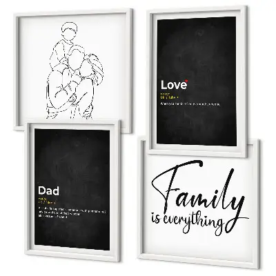 Set de cuadros modernos para salón diseño de arte de líneas con definiciones de amor familiar