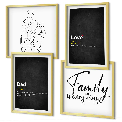 Set de cuadros modernos para salón Definiciones de amor en el arte de líneas familiares