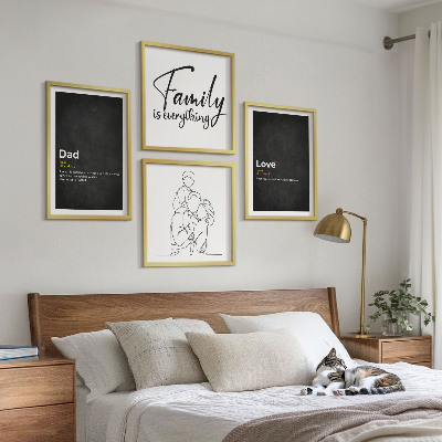 Set de cuadros modernos para salón Definiciones de amor en el arte de líneas familiares