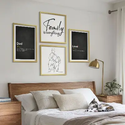 Set de cuadros modernos para salón diseño de arte de líneas con definiciones de amor familiar