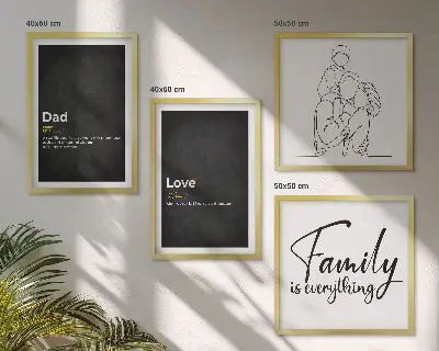 Set de cuadros modernos para salón diseño de arte de líneas con definiciones de amor familiar