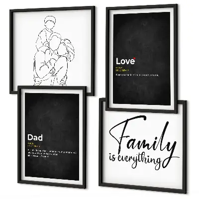 Set de cuadros modernos para salón diseño de arte de líneas con definiciones de amor familiar