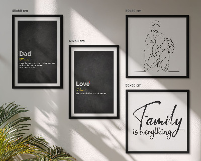 Set de cuadros modernos para salón Definiciones de amor en el arte de líneas familiares