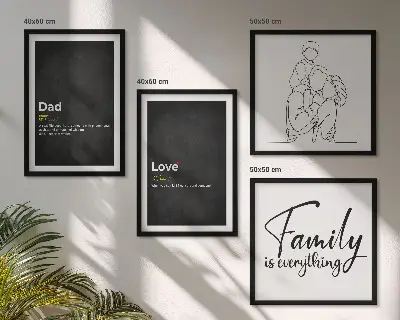 Set de cuadros modernos para salón diseño de arte de líneas con definiciones de amor familiar