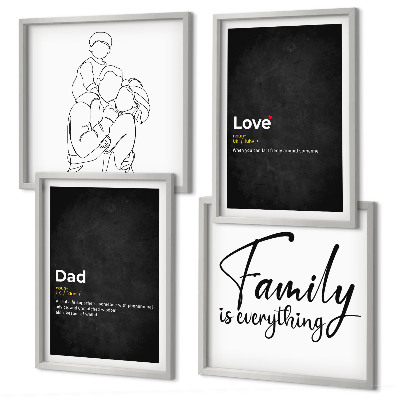 Set de cuadros modernos para salón Definiciones de amor en el arte de líneas familiares