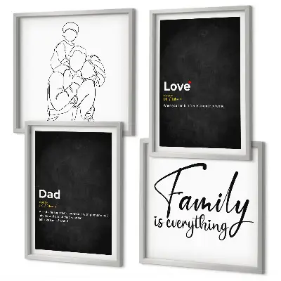 Set de cuadros modernos para salón diseño de arte de líneas con definiciones de amor familiar