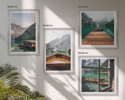 Galería de pared paisajes de montaña cabañas barcos