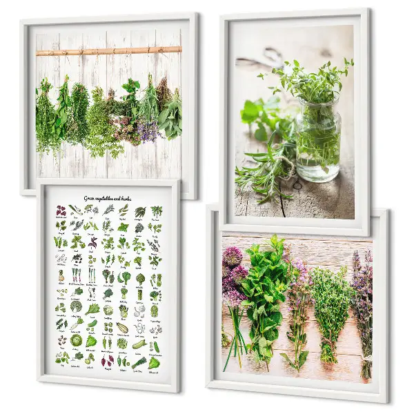 Set de cuadros modernos para salón con diseño de hierbas secas para la cocina